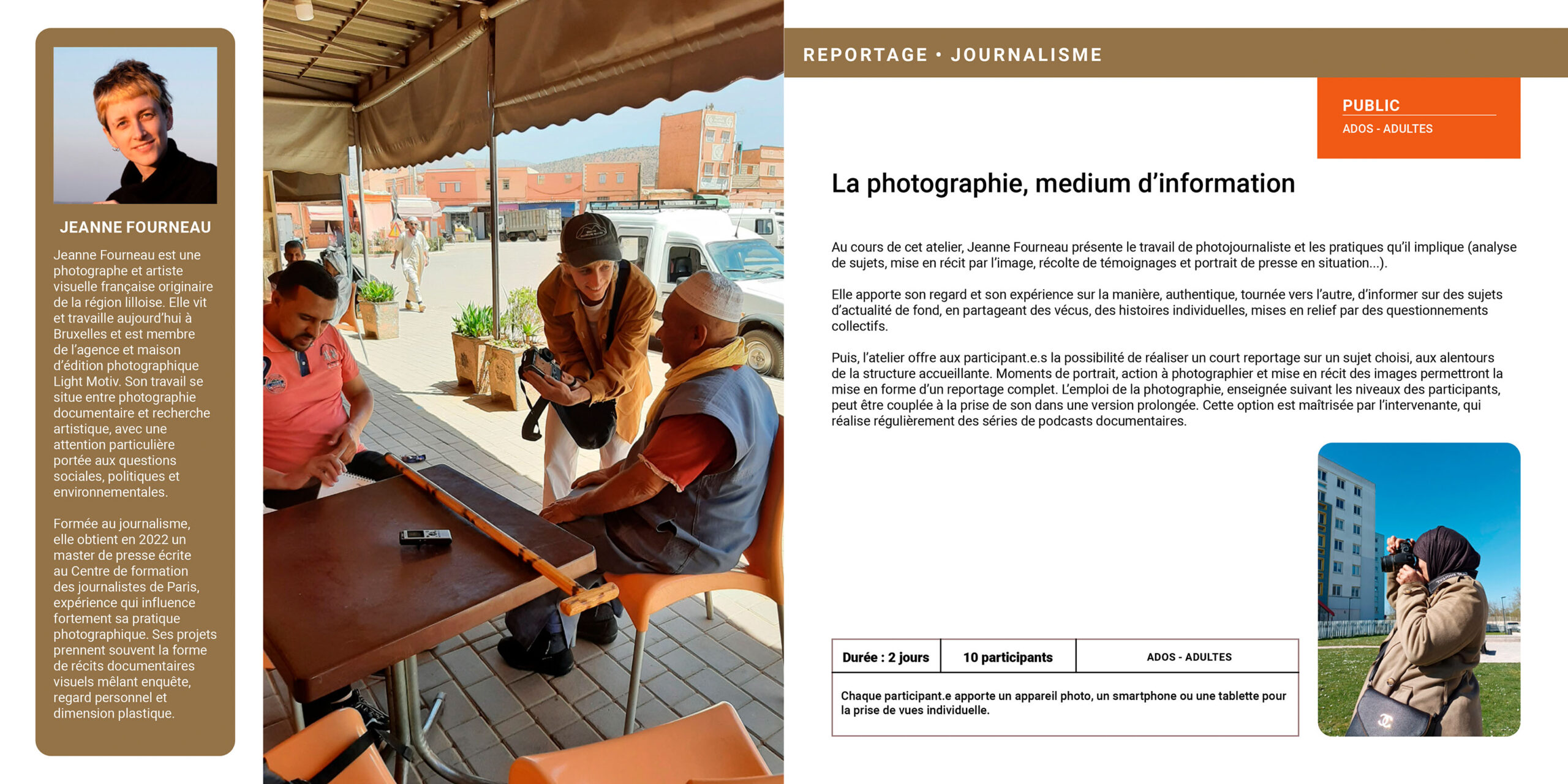 Atelier La photographie comme medium d'information de Jeanne Fourneau - catalogue d'ateliers photographiques par Light Motiv